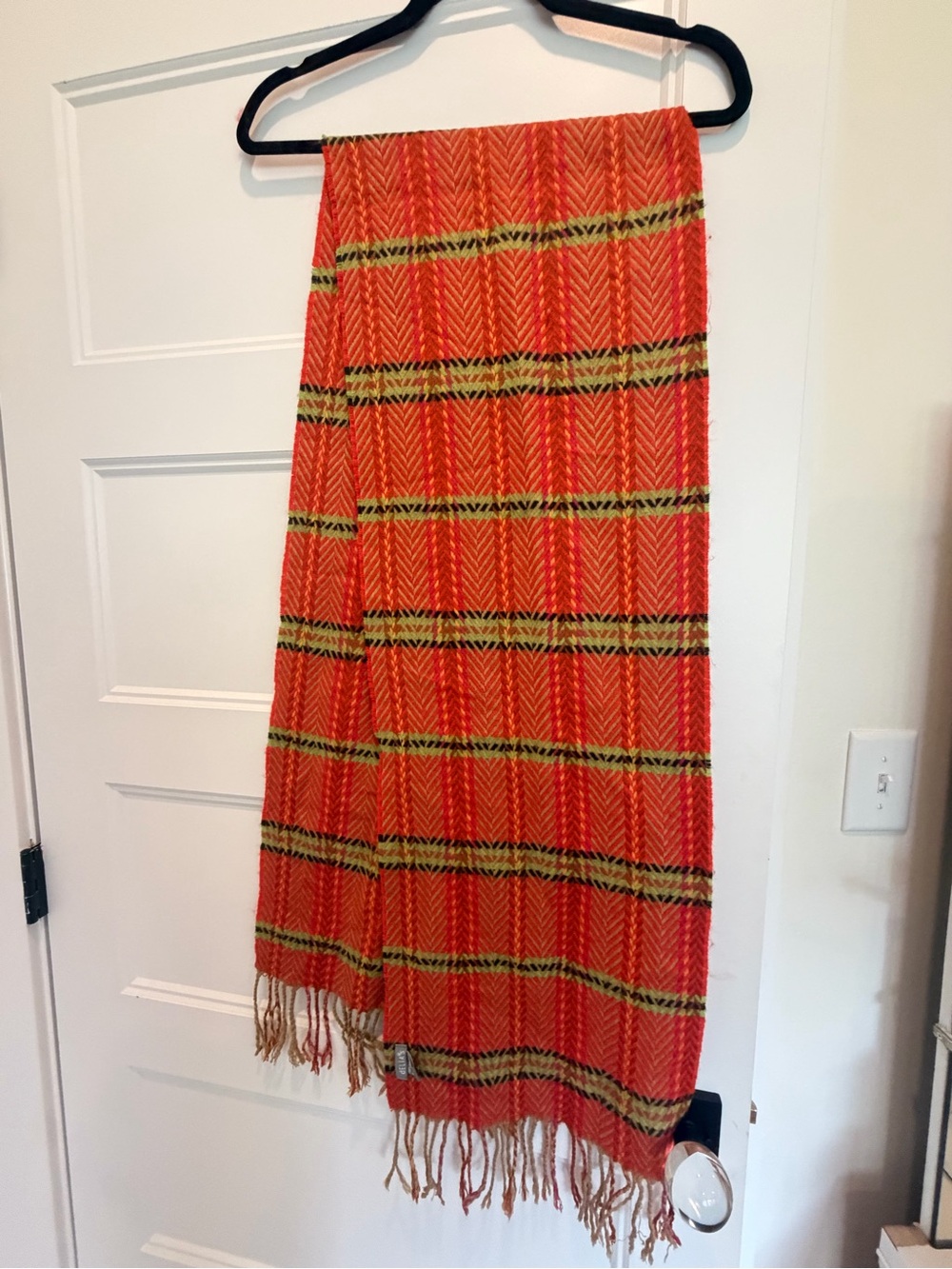 dELiA*s Orange Plaid Fringe Curtain Panel with Green Accents